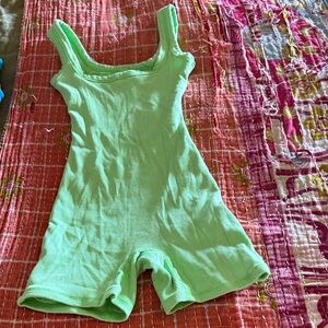 SKIMS Lime Green Ribbed Tank Romper